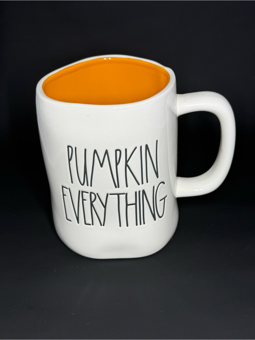Rae Dunn “Pumpkin Everything” White Ceramic Mug with Orange Interior